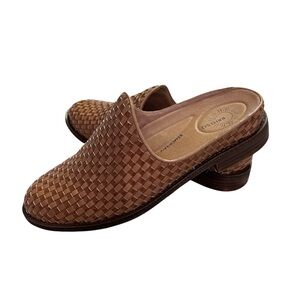 Brioso Woven Leather Slip-On Mules - Brown